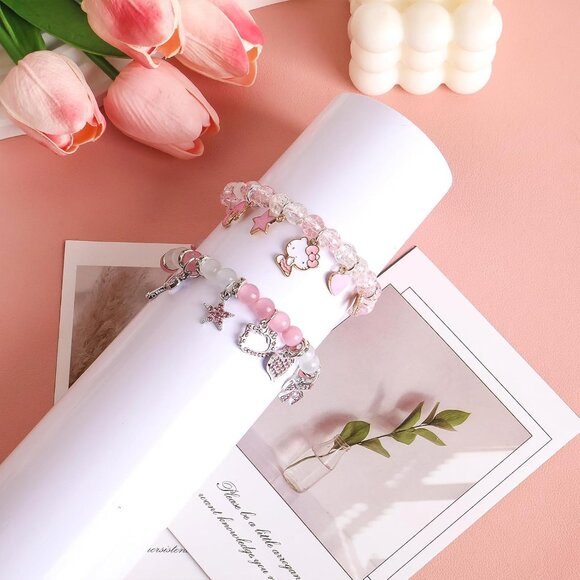 Charming Kawaii Cat Matching Bracelets Set - Crystal Bead & Braided Designs - Picture 6 of 6